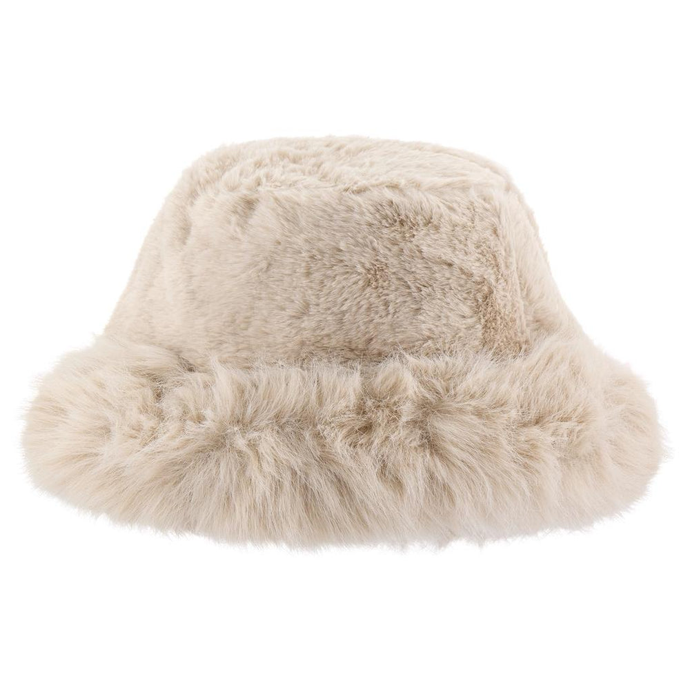 Eklips Cream Plush Bucket Hat for Cozy Winter Style