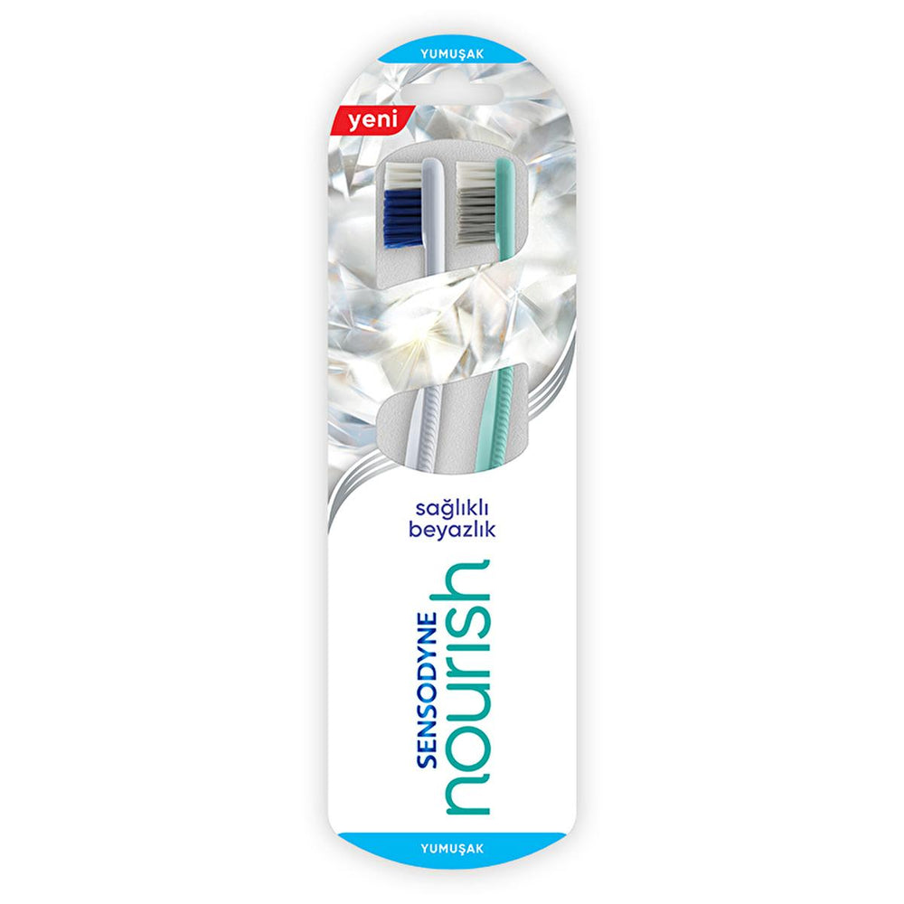 Sensodyne Manual Toothbrush for Sensitive Teeth - Soft Bristle, Eco-Friendly Packaging, Stain Removal - 1+1 Pack - Toothpaste
