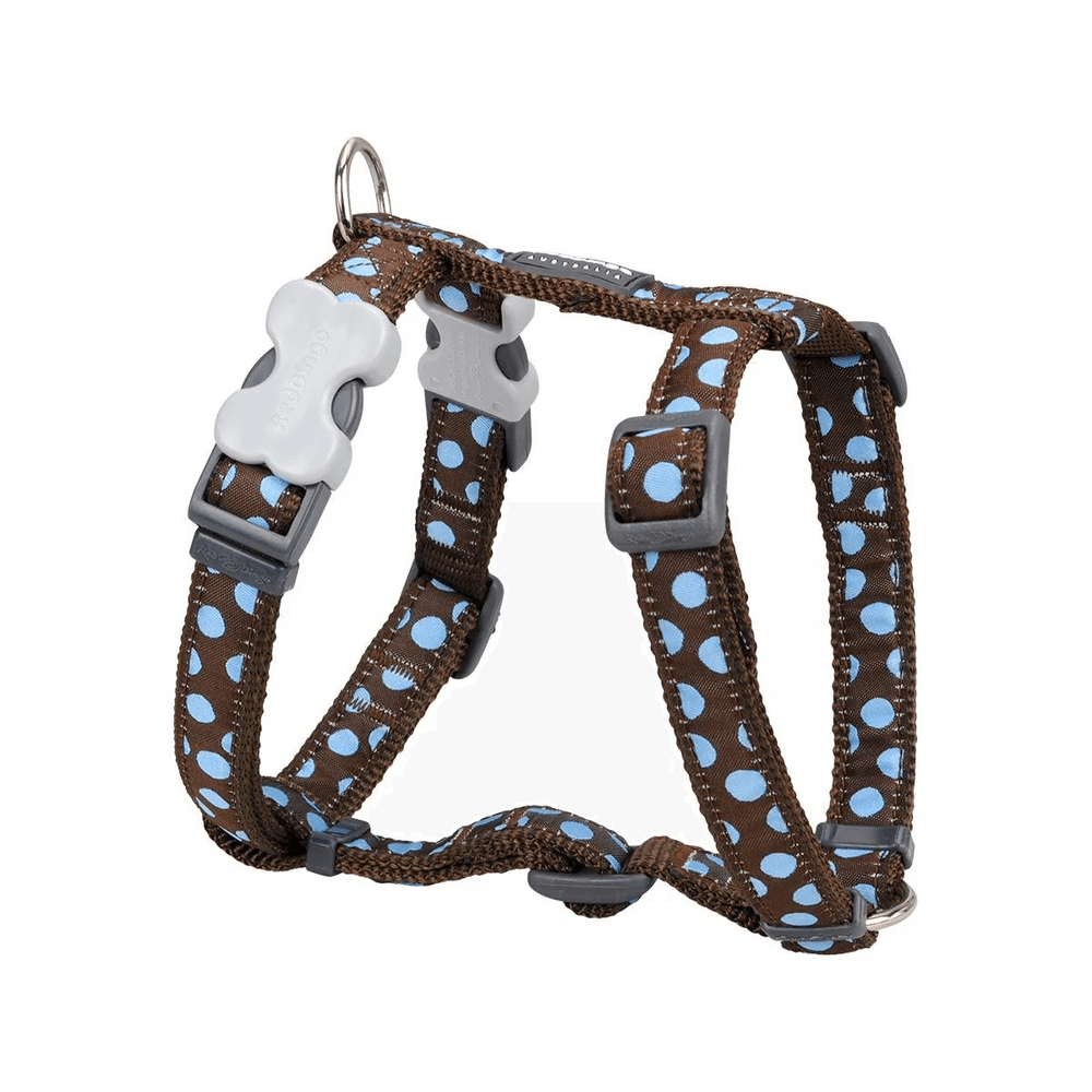 Red Dingo Blue Polka Dot Dog Harness Large Brown 25mm