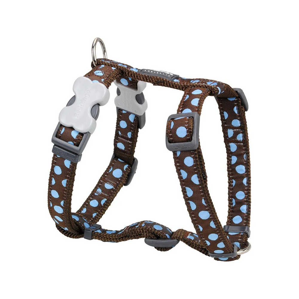 Red Dingo Blue Spotted Dog Harness for Small Breeds 12mm XSmall