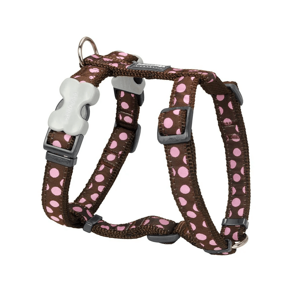 Red Dingo Spot on Brown Dog Harness Comfort Fit Large 25mm