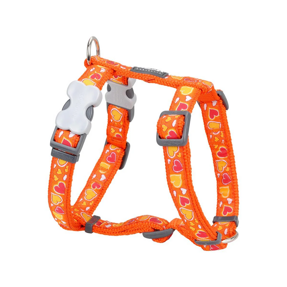 Red Dingo Breezy Love Patterned Dog Harness Orange 12mm X-Small