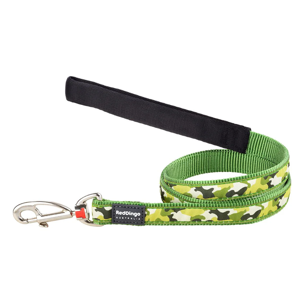 Red Dingo Green Camo Dog Leash 12mm 1.2M XS Lightweight Nylon
