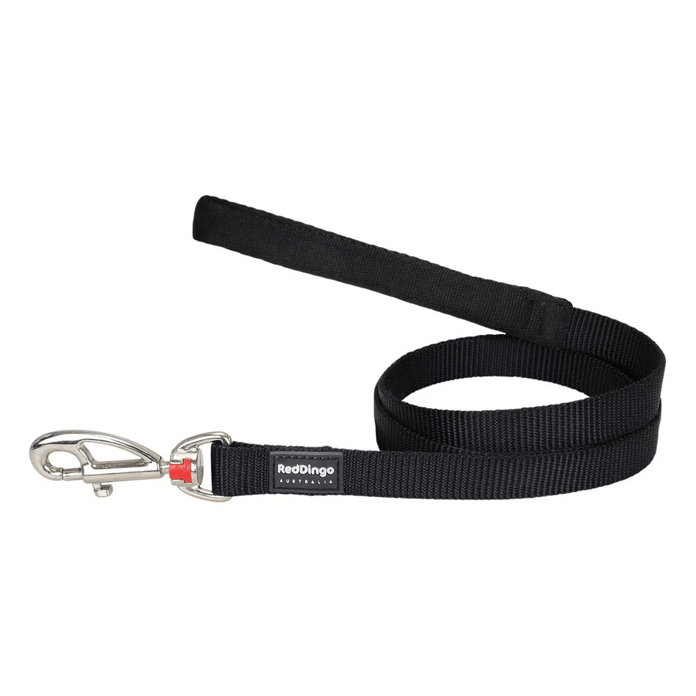 Red Dingo Classic Dog Leash Black 25mm 1.2m Large Stainless Steel Clip