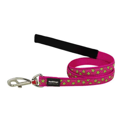 Reddingo Pink with Lime Stars Dog Leash Medium 20mm x 1.2m
