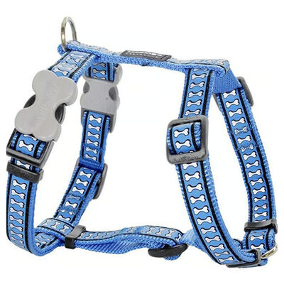 Reddingo Reflective Bone Pattern Blue Dog Harness Small 15mm