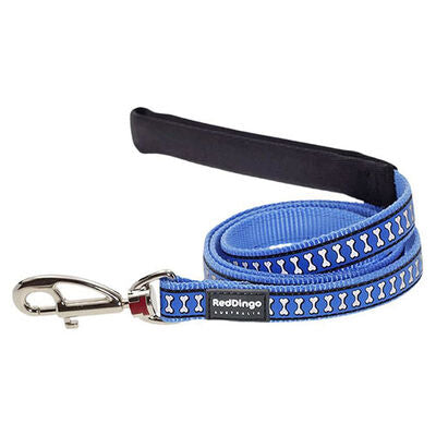Reddingo Reflective Bone Pattern Blue Dog Leash Medium 1.2m