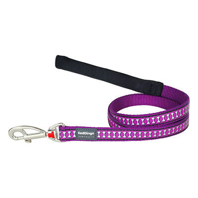 Reddingo Reflective Bone Pattern Purple Dog Leash 15mm x 1.2m