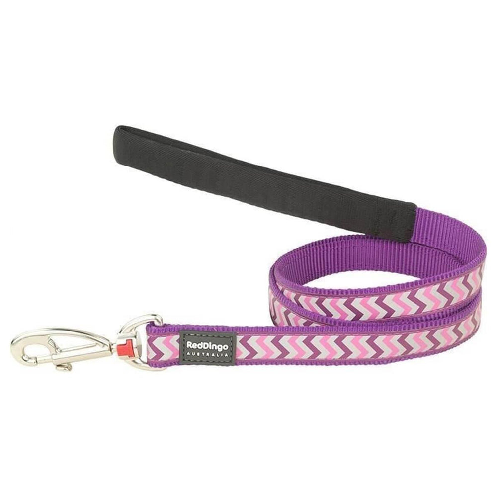 Red Dingo Reflective Ziggy Dog Leash Purple 12mm 1.2M XS