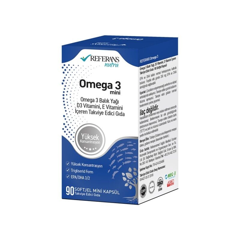 Referans Nutra Omega 3 with Vitamin D3 & E 90 Capsules