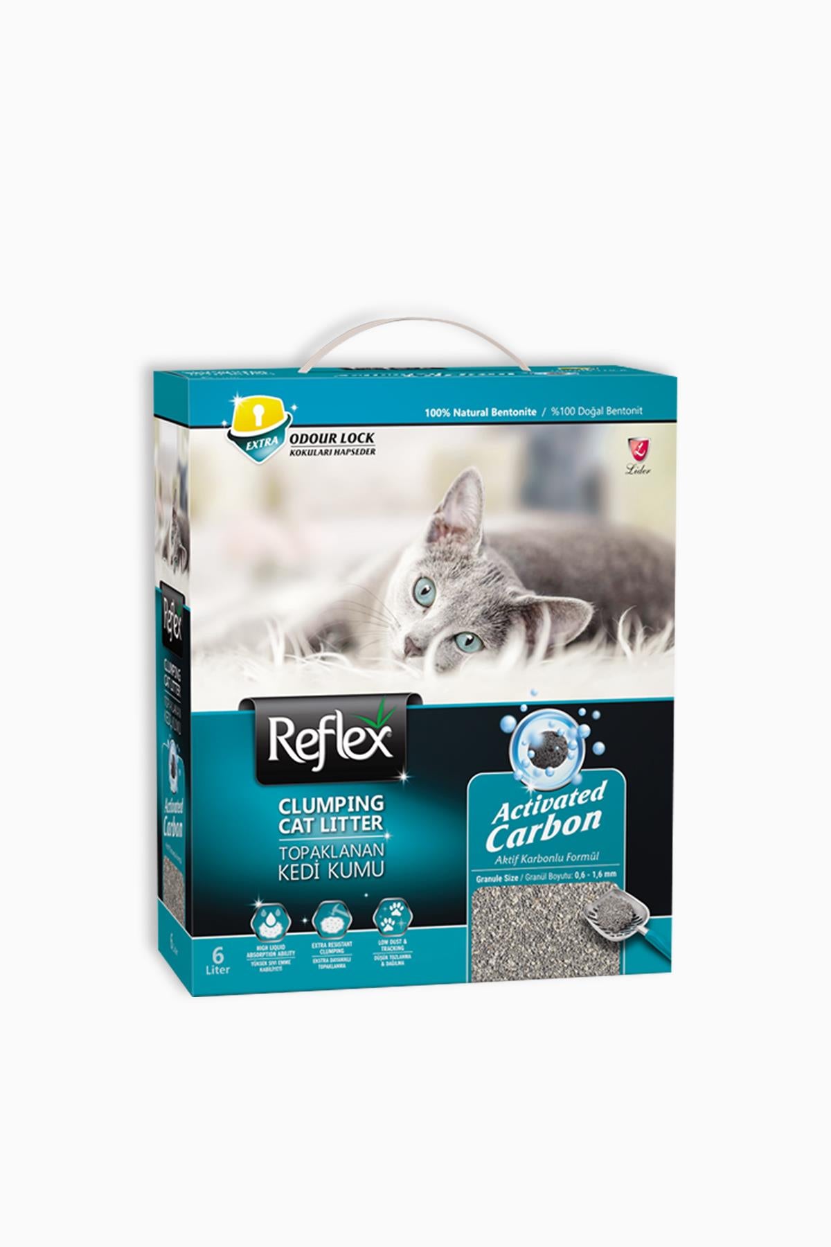 Reflex Active Carbon Grey Cat Litter for Odor Control 6L
