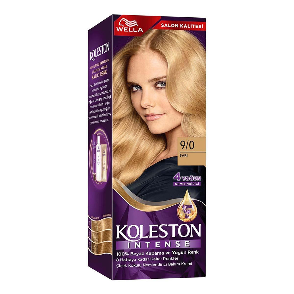 Wella Koleston Intense 9/0 Sarı: Permanent Hair Dye for 100% Gray Coverage & Lasting Intense Color Wella Koleston Hair Dye: 100% Gray Coverage, Intense Color hair dye, hair color, permanent hair color, gray coverage hair dye, long lasting hair color, intense hair color, ammonia hair dye, at home hair color, sarı saç boyası, wella koleston, gray coverage, long-lasting color, intense color, hair coloring, Argan Oil, conditioning cream, user-friendly, vibrant color, youthful appearance, salon-quality, at-home 