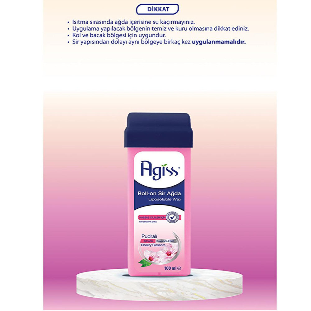 Agiss Roll-On Wax for Sensitive Skin - Natural Resin Hair Removal, Easy Application, Perfect for Legs & Arms - 3.38 fl oz Agiss Roll-On Wax - Gentle Hair Removal for Sensitive Skin roll on wax, hair removal wax, sensitive skin wax, natural resin wax, pudralı sir ağda, at home waxing, wax for legs and arms, hair removal for sensitive skin, wax, hair removal, sensitive skin, natural resin, at-home hair removal, waxing, legs, arms, beauty, personal care, women's hair removal, painless hair removal, sugar-free 