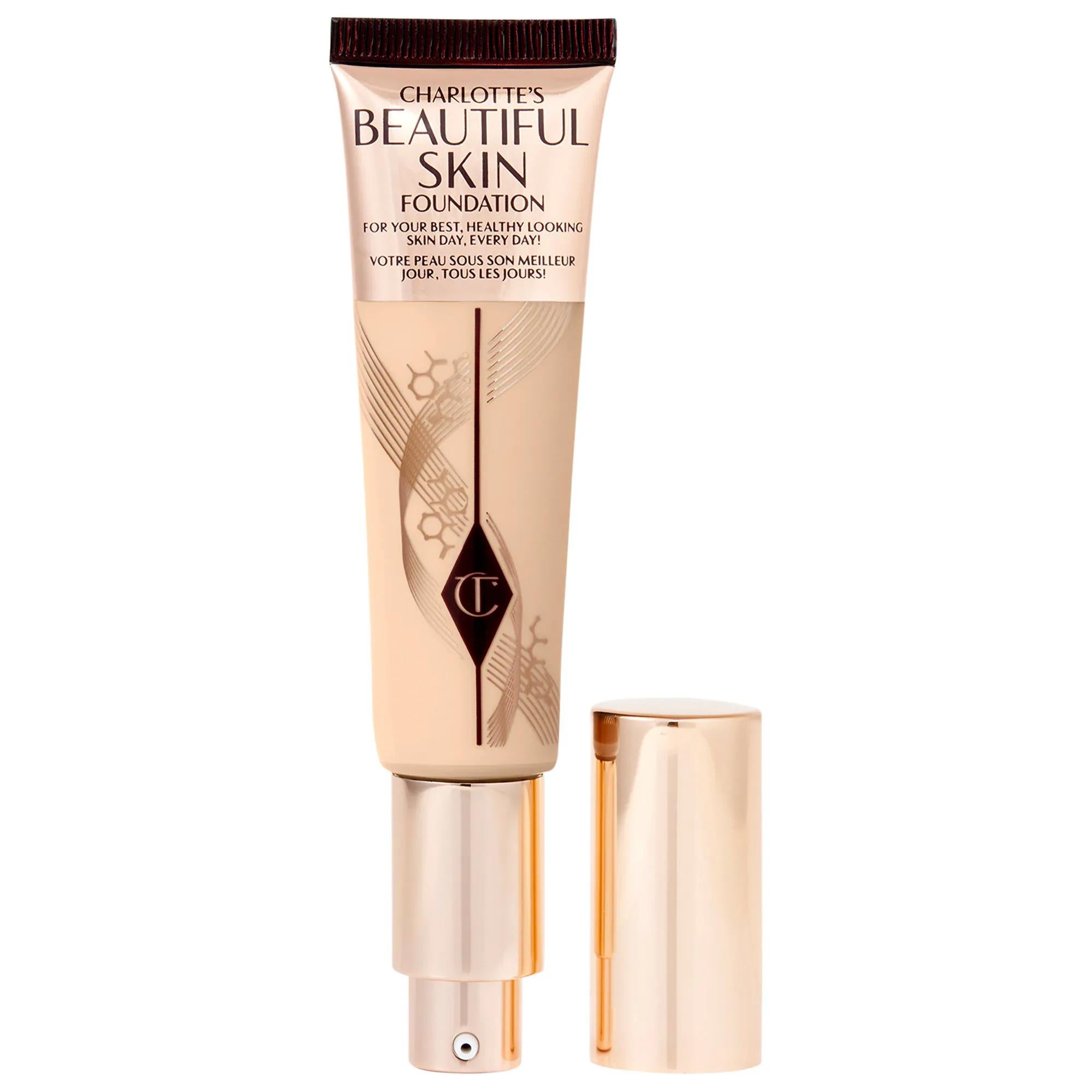 Charlotte Tilbury Beautiful Skin Medium Coverage Liquid Foundation with Hyaluronic Acid - Vegan, Cruelty-Free, 16 Hour Wear Charlotte Tilbury Liquid Foundation - 16 Hour Wear, Vegan &amp; Cruelty-Free liquid foundation, medium coverage foundation, hyaluronic acid skincare, natural glow makeup, vegan and cruelty-free cosmetics, long-lasting foundation, Charlotte Tilbury, skincare-infused makeup, clean beauty, ethical cosmetics, everyday makeup, special occasion makeup, beauty essentials, makeup for sensitive ski