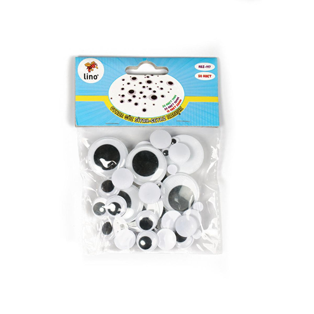 Lino Oynar Craft Eyes - 50 Pack Mixed Black & White Wiggle Eyes for DIY Crafts & Toys - view 2
