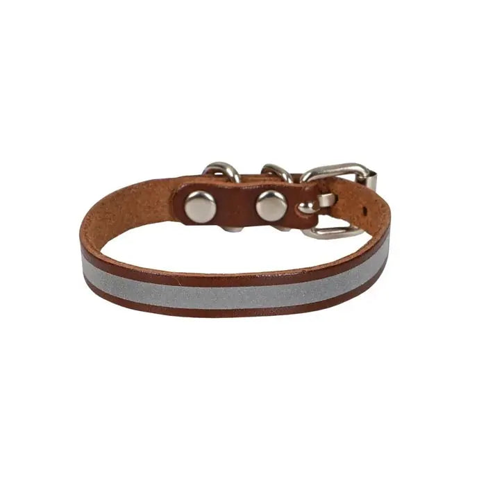 Cattie Reflective Leather Cat Collar for High Visibility 1x16-20cm