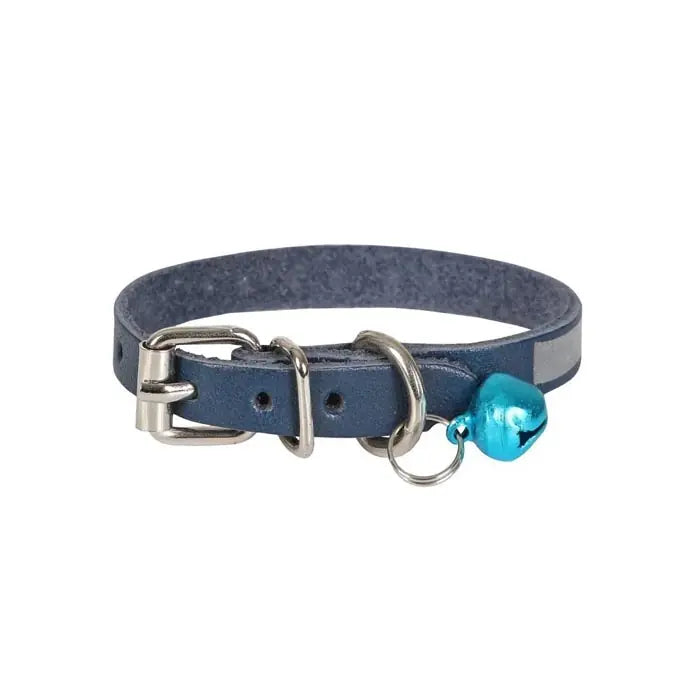 Cattie Reflective Leather Cat Collar for Night Visibility 28cm