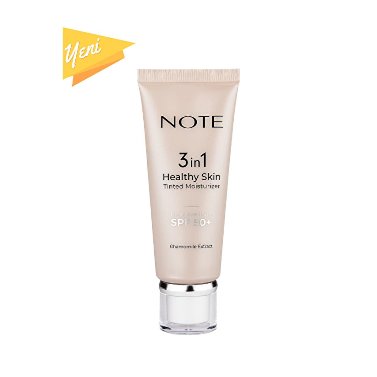 NOTE Cosmetics 3 In 1 Healthy Skin Tinted Moisturizer: SPF 50, Lightweight, Evens Skin Tone &amp; Protects NOTE Cosmetics Tinted Moisturizer SPF 50 - Healthy, Radiant Skin tinted moisturizer, SPF 50 moisturizer, healthy skin moisturizer, lightweight tinted moisturizer, chamomile extract moisturizer, 3 in 1 moisturizer, sun protection moisturizer, moisturizer, SPF 50, sunscreen, chamomile extract, lightweight, skin tone evening, natural look, skincare, sun protection, UVA protection, UVB protection, anti-aging, 