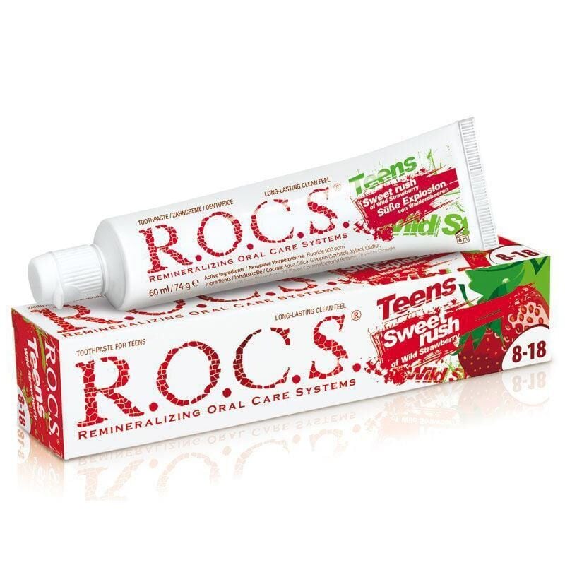 Rocs Teens Wild Strawberry Toothpaste for Ages 8-18 60ml