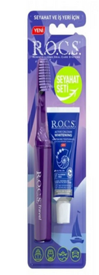 Rocs Travel Kit Whitening Toothpaste &amp; Toothbrush Set