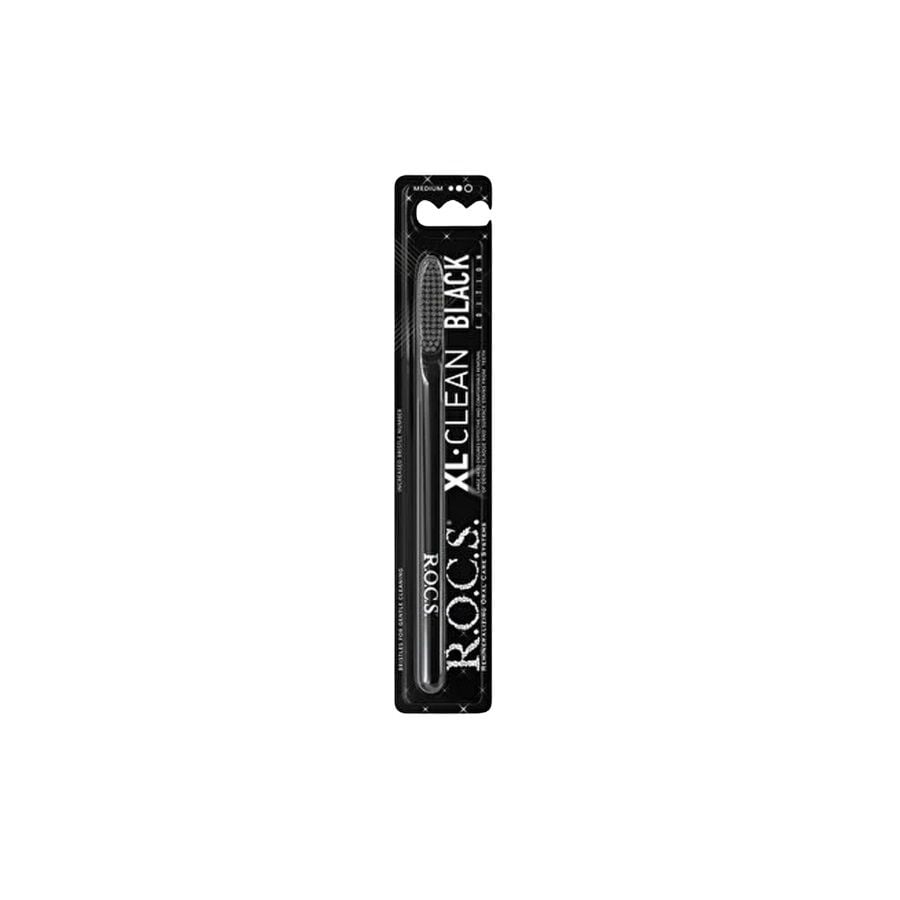 Rocs XL Clean Black Medium Bristle Toothbrush 1 Count
