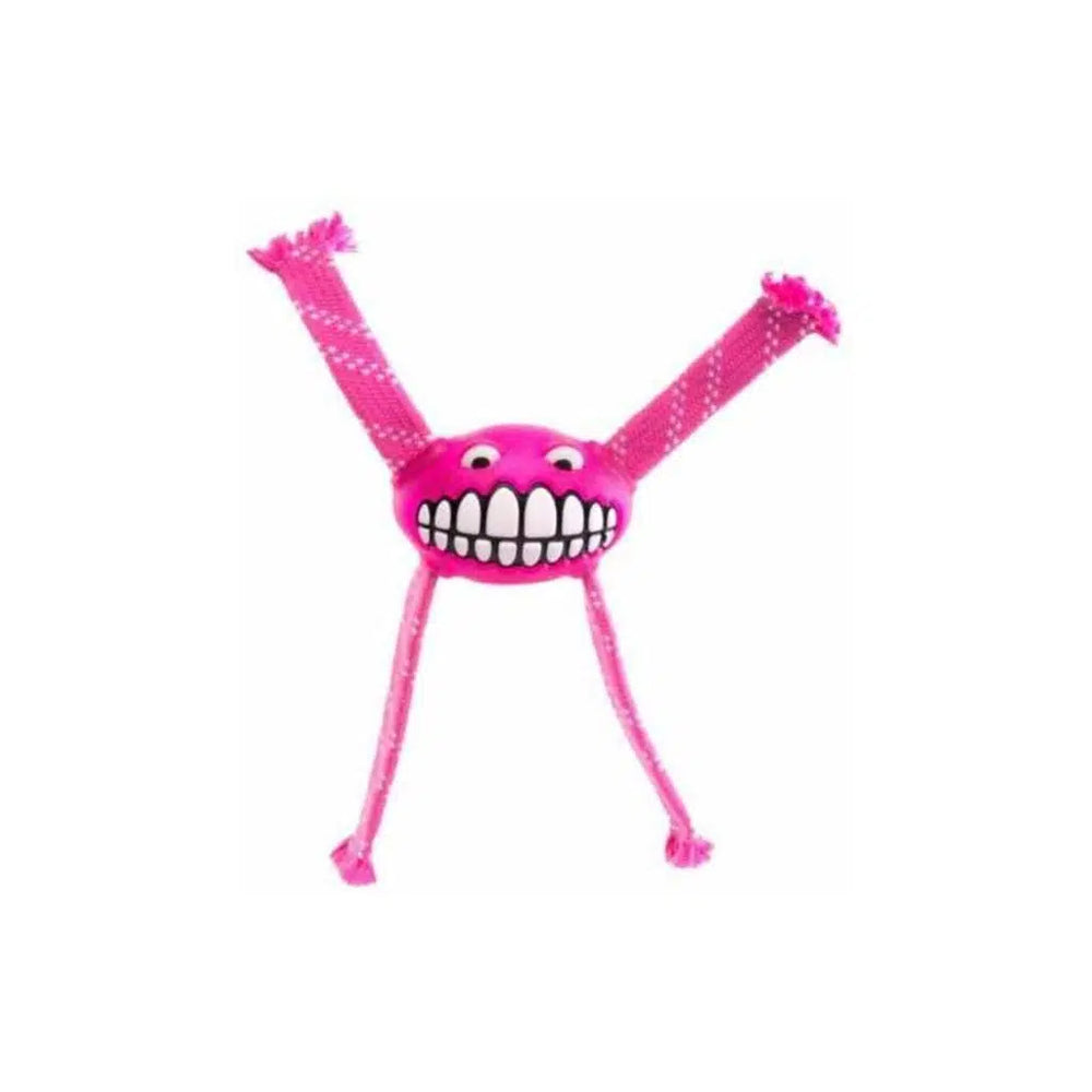 Rogz Flossy Grinz Squeaky Dog Toy Durable Pink 21cm