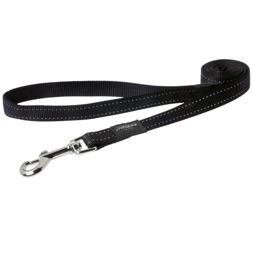 Rogz Dog Extension Leash Black Reflective 16 mm, Stainless Steel Dog Lead