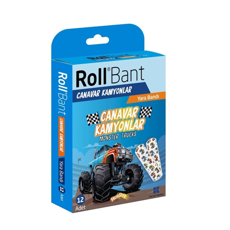 Roll Bant Monster Truck Themed Adhesive Bandages 12 Count