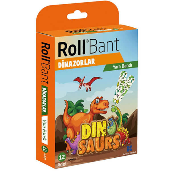 Roll Bant Dinosaur Adhesive Bandages for Kids 12 Count