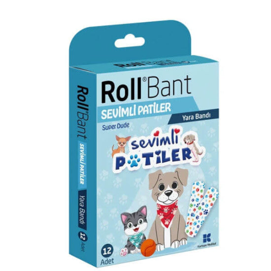 Roll Cute Paws Adhesive Bandages for Kids 12-Pack