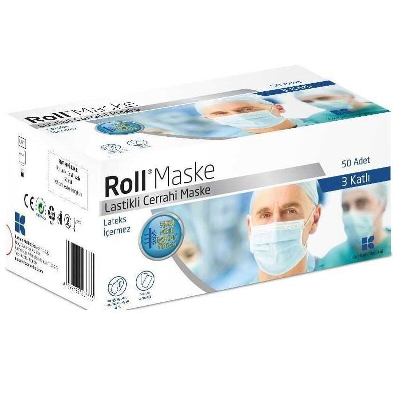Roll Saglik 3-Ply Sterile Surgical Face Masks 50 Count