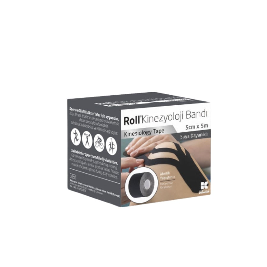 Roll Saglik Kinesiology Tape Flexible Joint Support Black 5m