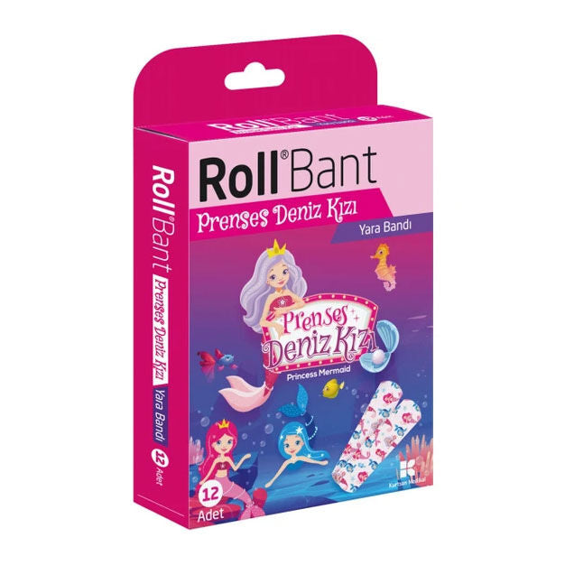 Rollbant Princess Mermaid Adhesive Bandages for Kids 12 Count