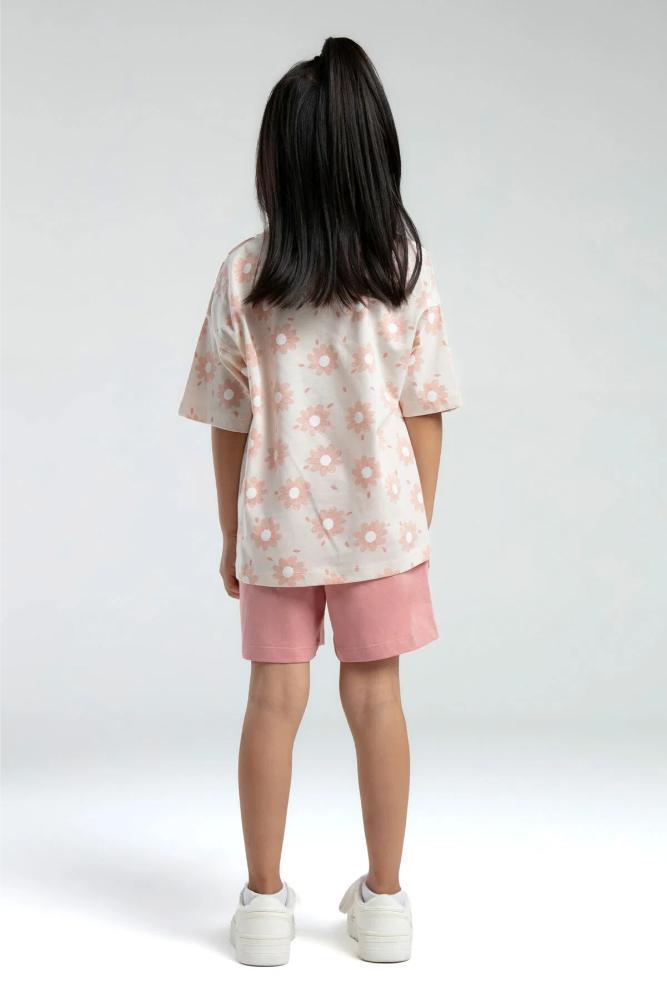 Rolly Polly Girls Beige Shorts Set with Breathable Fabric