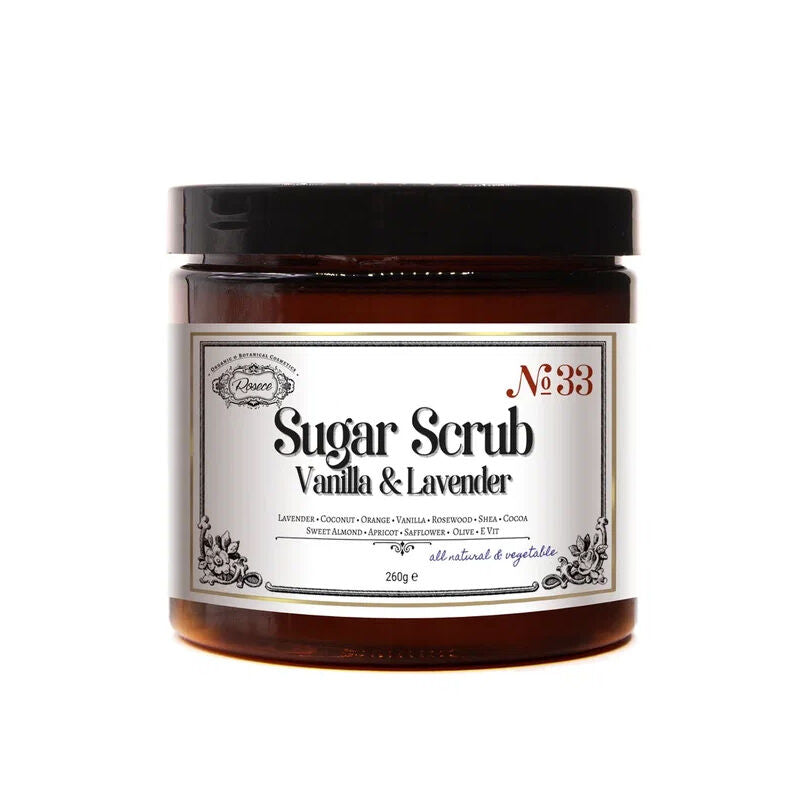 Rosece Sugar Scrub Vanilla & Lavender Natural AHA Exfoliator 260g