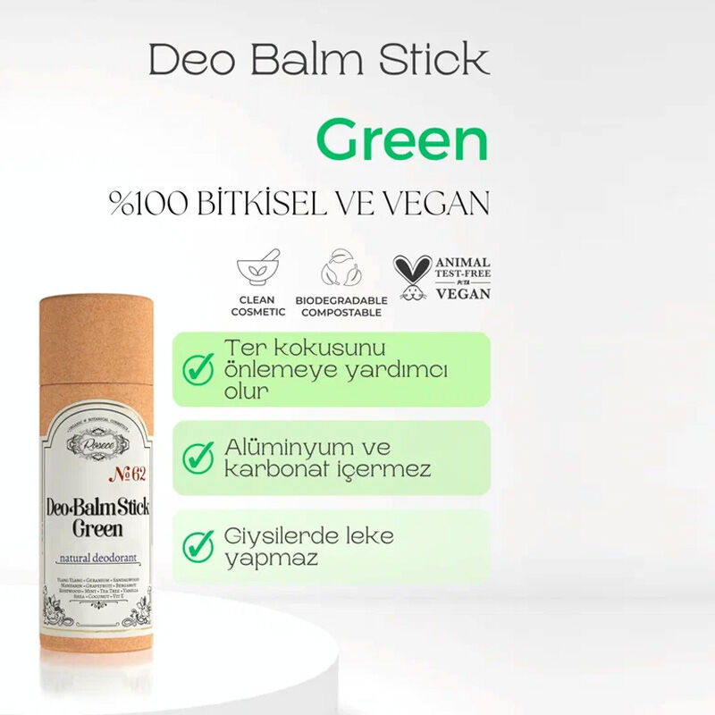 Rosece R62 Deo Balm Stick Green Natural Deodorant 12 ml