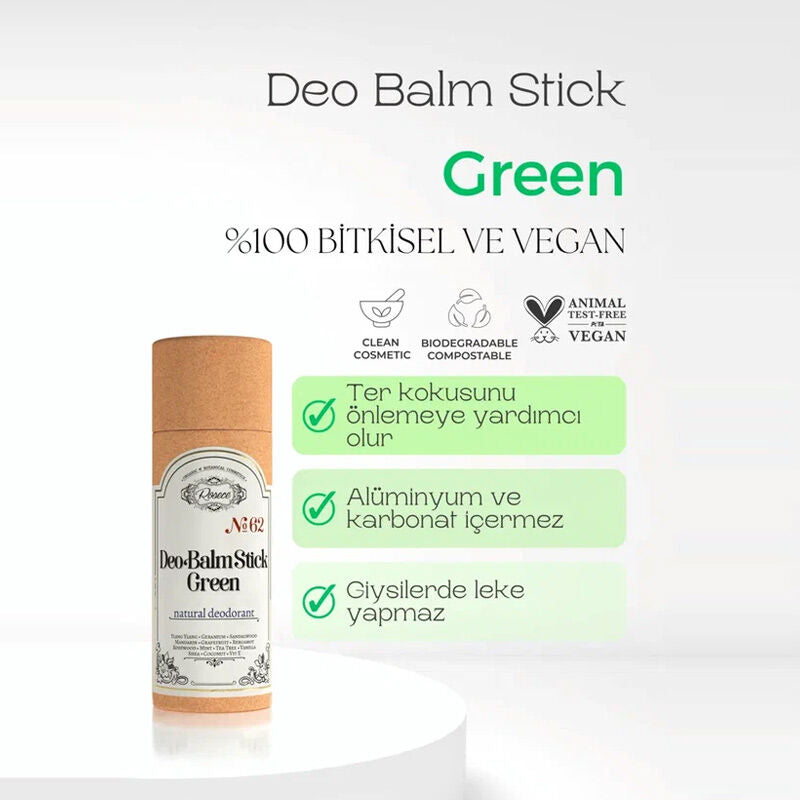 Rosece R62 Natural Deodorant Roll-on Green Fresh Scent 60 ml