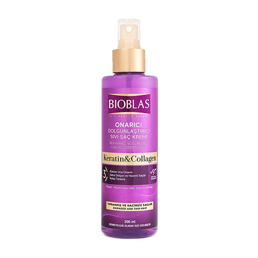 Bioblas Collagen & Keratin Leave-In Hair Conditioner: Volumizing, Thickening & Anti-Frizz for Fine Hair - Enhances Shine & Prevents Hair Loss Bioblas Collagen Keratin Hair Conditioner | Volumize & Thicken Collagen hair conditioner, Keratin hair treatment, Hair volumizing spray, Anti-frizz hair product, Hair loss prevention treatment, Leave in conditioner for fine hair, Hair thickening spray, Hair shine enhancer, Collagen, Keratin, leave-in conditioner, hair volume, anti-frizz, hair loss, fine hair, hair thi