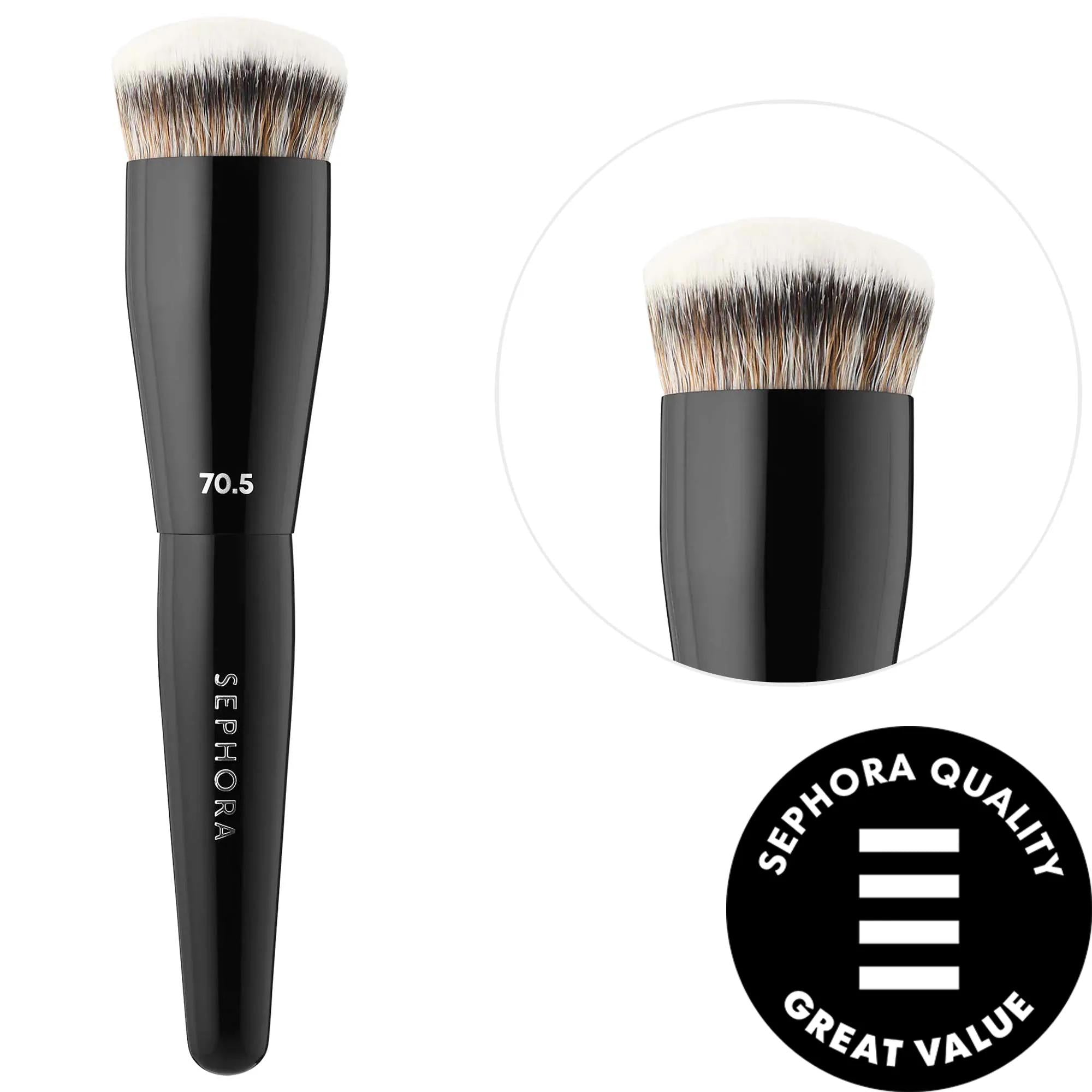 Real Techniques - Mini PRO Foundation Brush #70.5 - Vegan Synthetic Bristles for Seamless Foundation Application Vegan Foundation Brush for Flawless Makeup makeup brush, foundation brush, vegan makeup brush, sustainable cosmetics, buffing brush for foundation, cruelty-free makeup tools, eco-friendly beauty products, seamless foundation application, densely packed bristles, hand-shaped bristles, precision makeup application, daily makeup essentials, travel makeup kit, touch-up makeup tool
