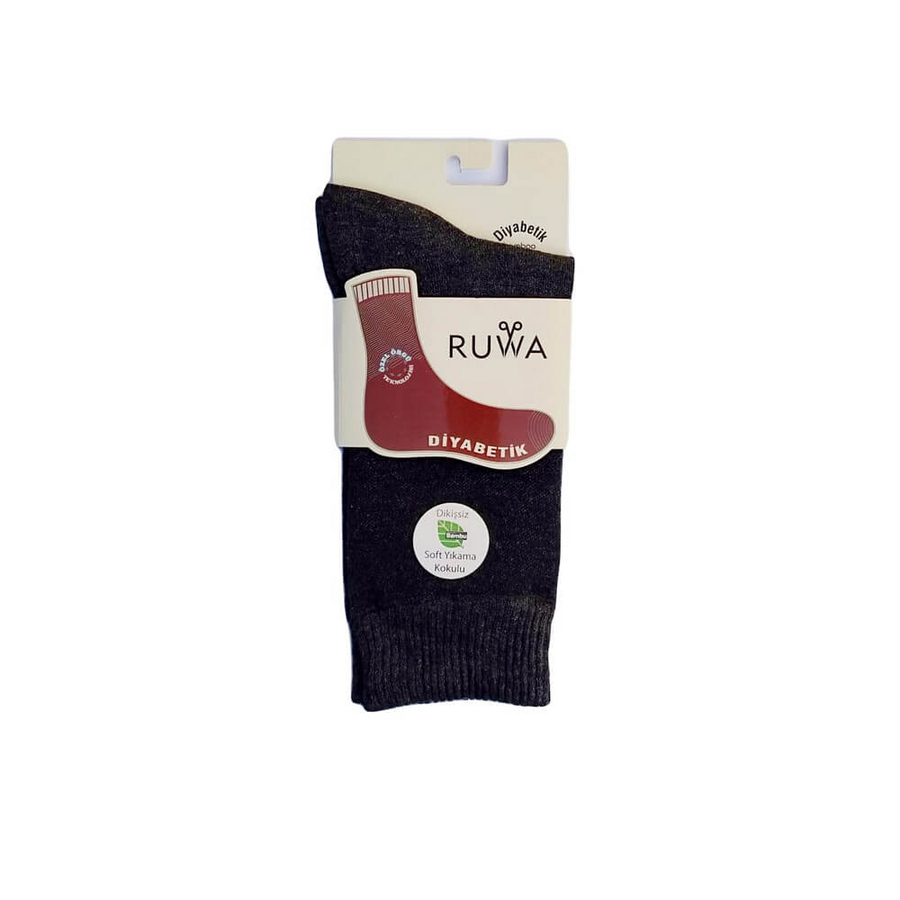 Ruwa 251 Women's Diabetic Socks Soft Non-Binding Dark Grey