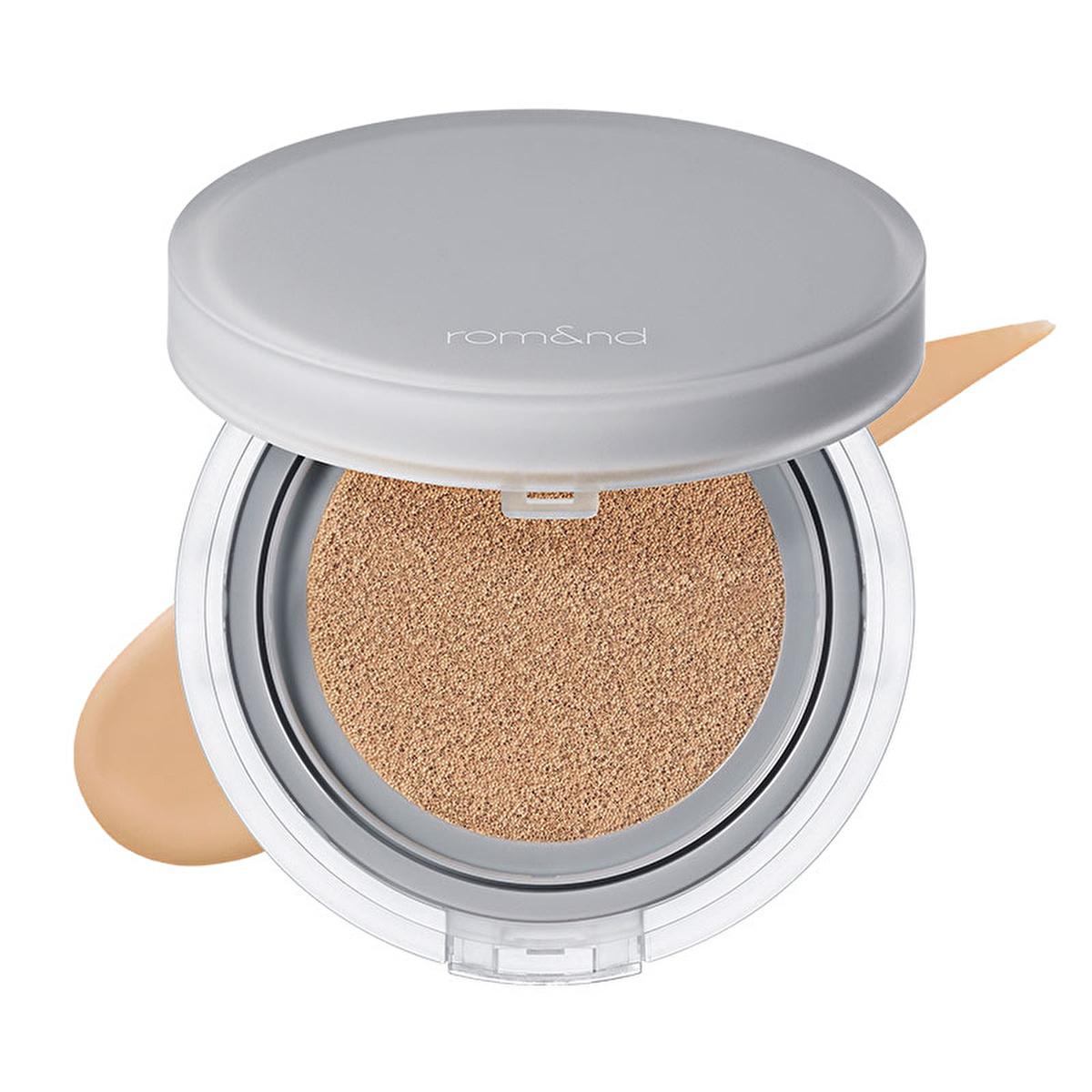 rom&nd nu zero cushion foundation in 05 sand25, applicator for rom&nd nu zero cushion foundation rom&nd Nu Zero Cushion Foundation - Natural Finish and Long Lasting for Makeup Enthusiasts | 05 Sand25 rom&nd Nu Zero Cushion Foundation - Sand25 foundation, makeup, romand, cushion-foundation, beauty, lightweight-foundation, natural-finish, cosmetic, long-lasting, ai-generated