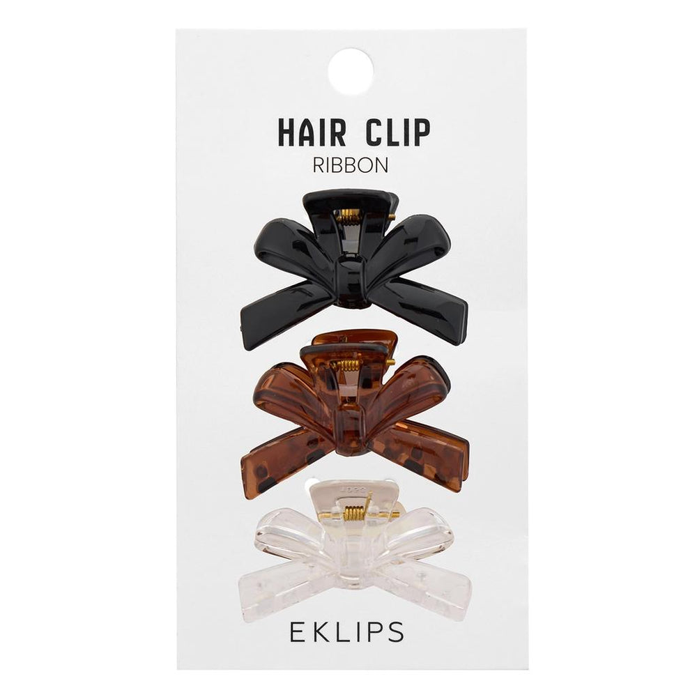 Eklips Ribbon Hair Clips Black & Brown 3-Pack