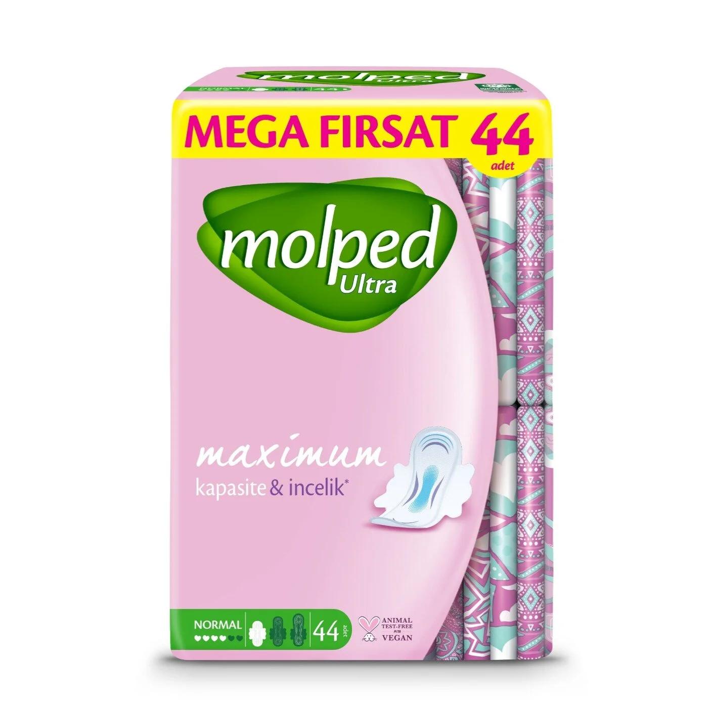 Molped Anatomical Normal Sanitary Pads Mega Pack 44 Count