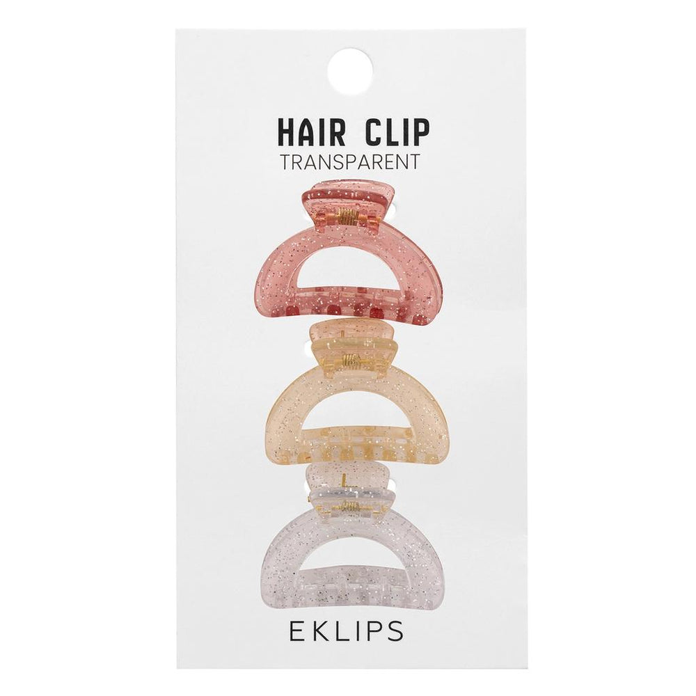 Eklips Pastel Clear Oval Hair Clips 3-Pack