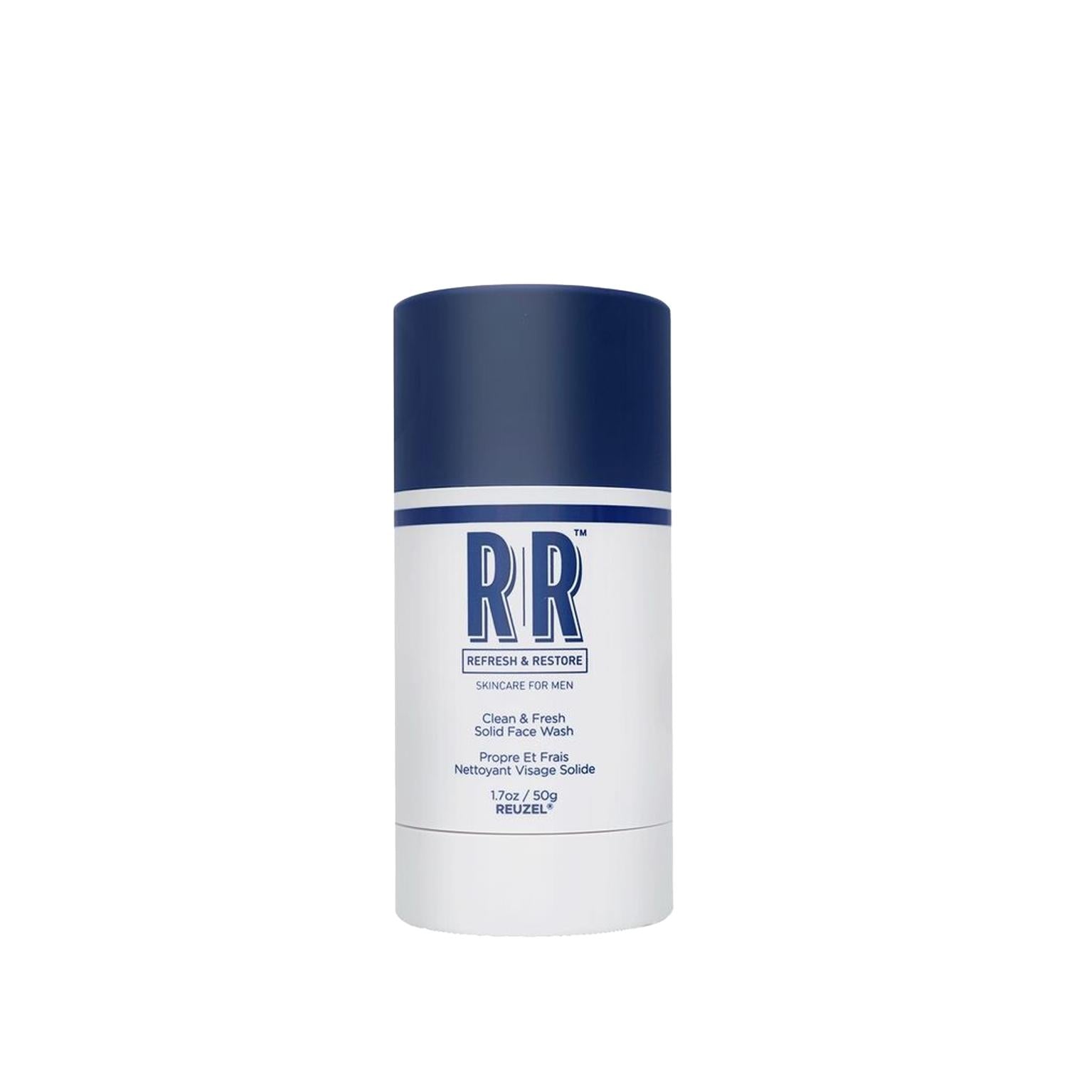 Reuzel Solid Face Wash Stick - Clean & Fresh Scent, 50g - Convenient Men's Grooming Face Wash Reuzel Solid Face Wash Stick - Clean & Fresh Scent Reuzel face wash, solid face wash stick, clean and fresh face wash, men's grooming face wash, compact face wash, grooming products, personal care, facial cleansing, eco-friendly, travel-friendly, Reuzel brand, face wash for men, solid face wash, clean face wash, fresh face wash
