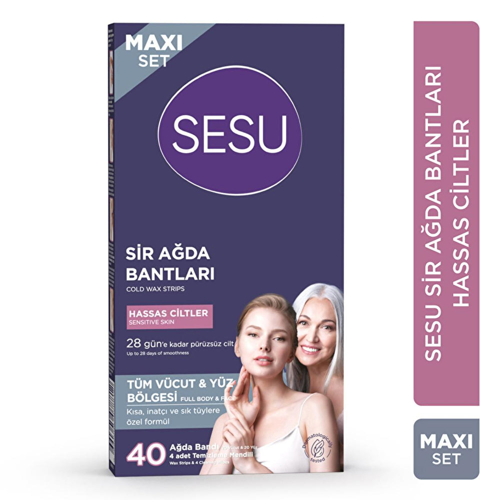 Sesu Sensitive Skin Wax Strips Set - 40 Count, Sugar-Free, Easy Hair Removal for Body & Face - view 3