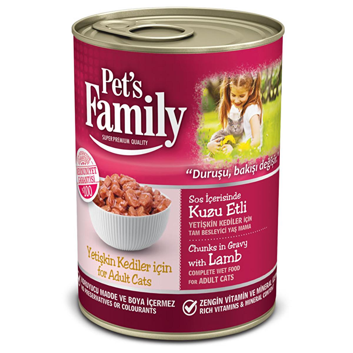 Pet's Family Lamb Recipe Canned Cat Food, 400g - Complete Nutrition, Taurine for Heart Health, Highly Palatable Wet Food Pet's Family Lamb Cat Food - Complete Nutrition & Hydration canned cat food, wet cat food, lamb cat food, adult cat food, kuzu etli kedi konservesi, cat food with lamb, 400g cat food, complete cat food, taurine cat food, cat food, wet food for cats, lamb recipe, pet food, cat supplies, feline nutrition, vitamins for cats, healthy cat food, picky eater cat food, hydration for cats, single-