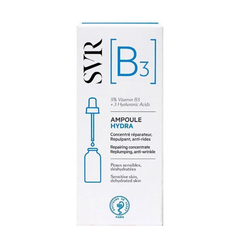 svr b3 ampoule hydra serum bottle, application of svr b3 serum on skin, close up of svr b3 serum texture SVR B3 Ampoule Hydra Serum - Hydrating Facial Serum | 30 ml SVR B3 Ampoule Hydra Serum - Hydrating Facial Serum hydrating-serum, svr, b3-serum, hyaluronic-acid, niacinamide, dry-skin, anti-aging, skin-care, face-serum, ai-generated