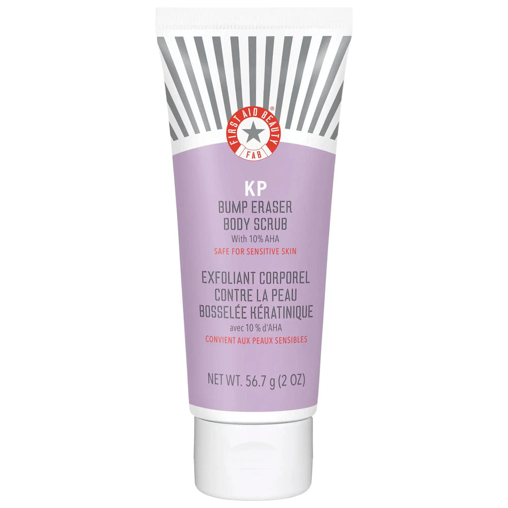 Mini KP Bump Eraser Body Scrub with 10% AHA - Vegan, Cruelty-Free Body Exfoliant for Keratosis Pilaris Treatment Mini KP Body Scrub for Keratosis Pilaris - Smooth Skin with 10% AHA Keratosis Pilaris treatment, Body exfoliant scrub, AHA body scrub, Vegan skincare products, Cruelty-free skincare, Gluten-free body care, Body scrub for dry skin, Smooth skin, Exfoliating body wash, Sensitive skin friendly, Eco-friendly packaging, Skincare for KP, Dry skin relief, Skin texture improvement