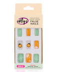 Eklips Orange Pattern Square Press-On Nails 24-Pack